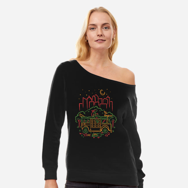 Red Turtle Van Life-Womens-Off Shoulder-Sweatshirt-Aarons Art Room