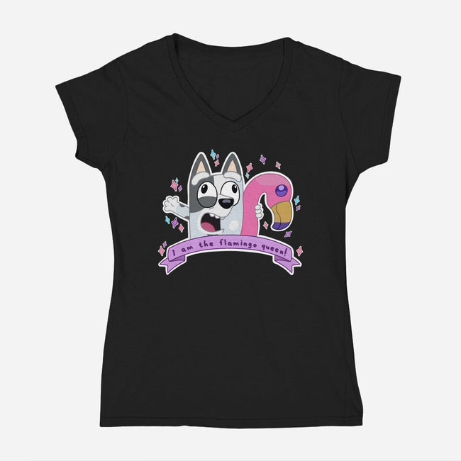 I Am The Flamingo Queen-Womens-V-Neck-Tee-Alexhefe