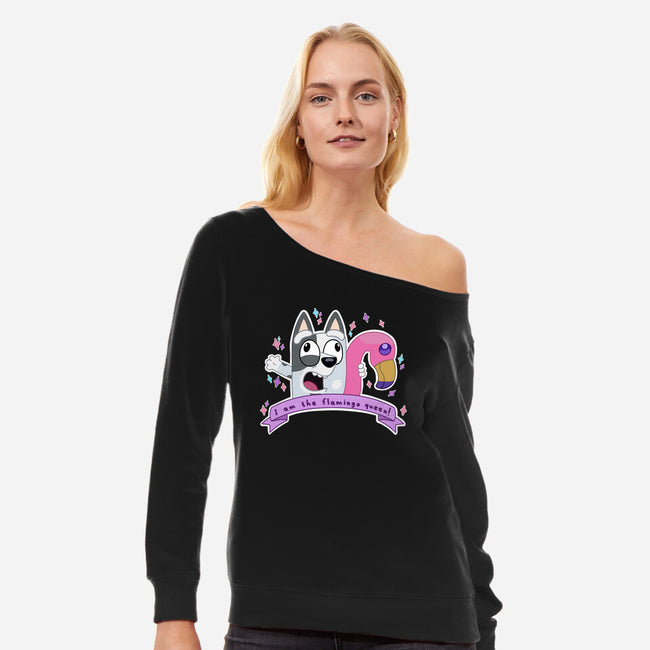 I Am The Flamingo Queen-Womens-Off Shoulder-Sweatshirt-Alexhefe