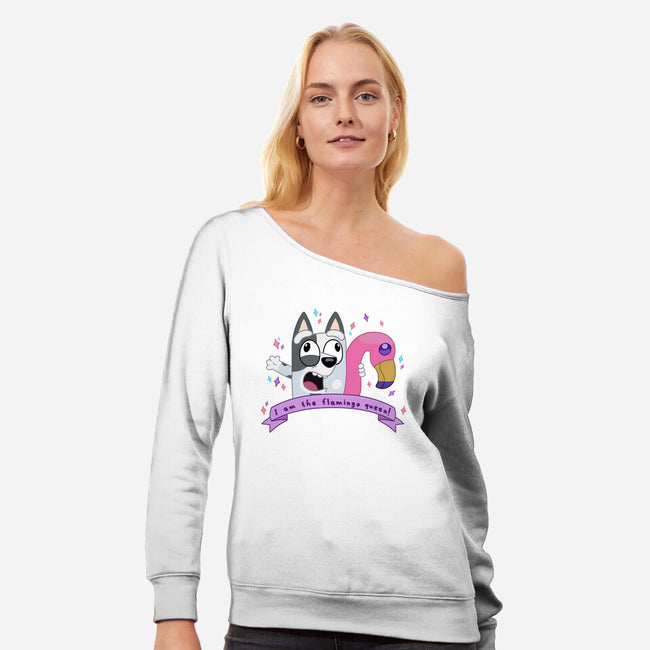 I Am The Flamingo Queen-Womens-Off Shoulder-Sweatshirt-Alexhefe