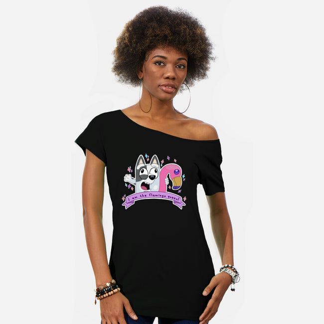 I Am The Flamingo Queen-Womens-Off Shoulder-Tee-Alexhefe