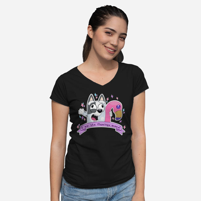 I Am The Flamingo Queen-Womens-V-Neck-Tee-Alexhefe