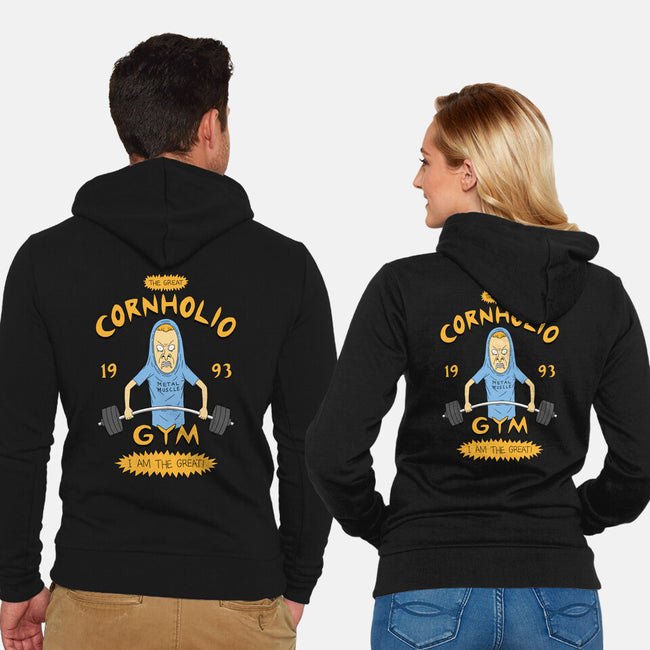 Cornholio's Gym-Unisex-Zip-Up-Sweatshirt-pigboom