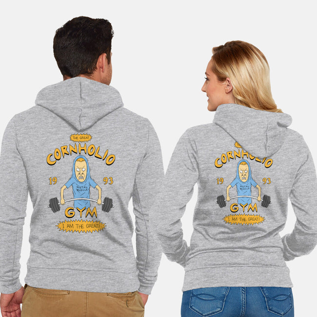 Cornholio's Gym-Unisex-Zip-Up-Sweatshirt-pigboom