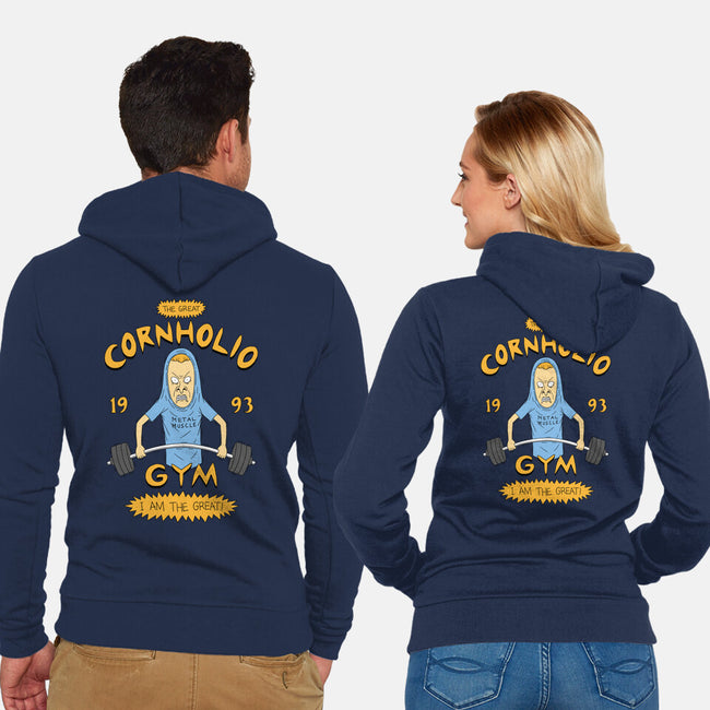 Cornholio's Gym-Unisex-Zip-Up-Sweatshirt-pigboom