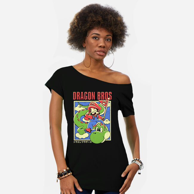 Dragon Bros-Womens-Off Shoulder-Tee-estudiofitas