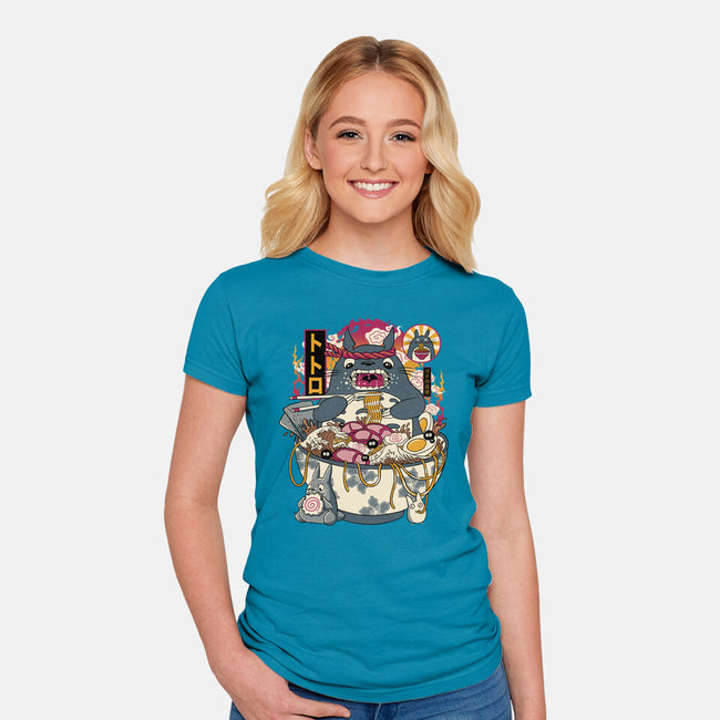 Ramen Totoro-Womens-Fitted-Tee-gaci