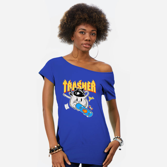 Trasher Panda-Womens-Off Shoulder-Tee-Tri haryadi