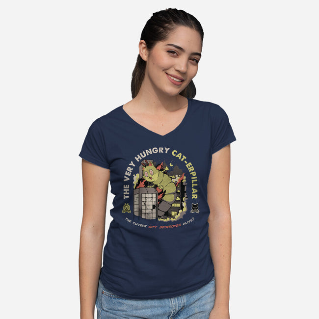 A Very Hungry Cat-erpillar-Womens-V-Neck-Tee-tobefonseca