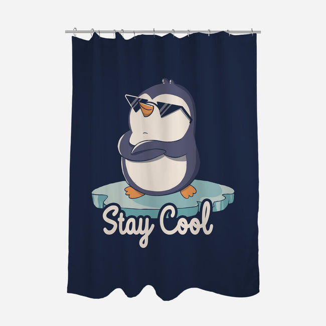 Stay Cool Funny Penguin-None-Polyester-Shower Curtain-tobefonseca