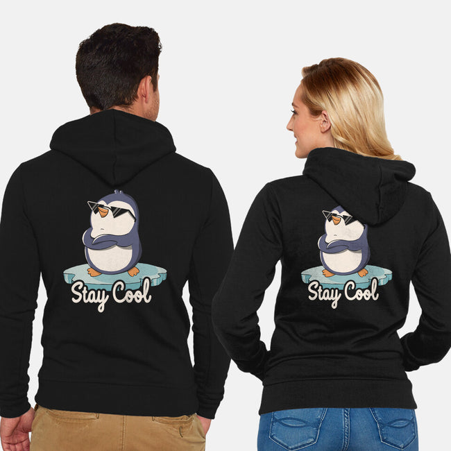 Stay Cool Funny Penguin-Unisex-Zip-Up-Sweatshirt-tobefonseca