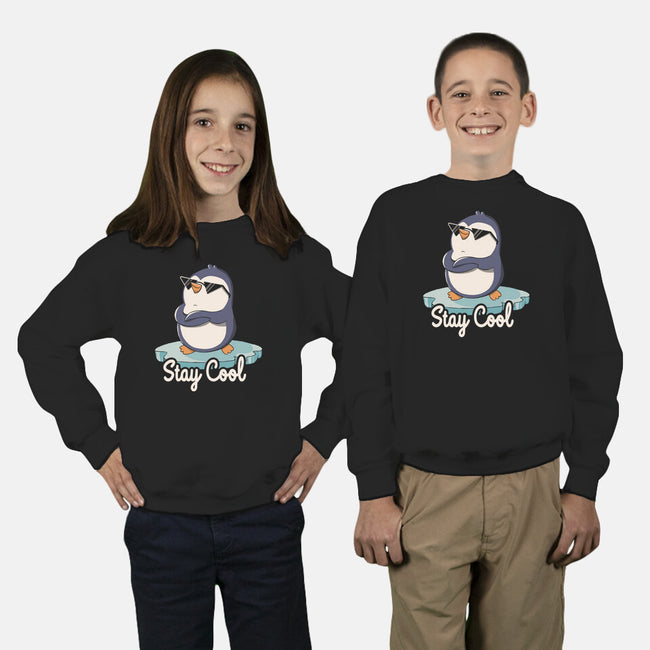 Stay Cool Funny Penguin-Youth-Crew Neck-Sweatshirt-tobefonseca