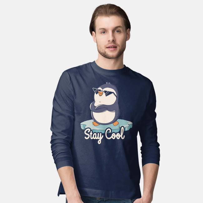 Stay Cool Funny Penguin-Mens-Long Sleeved-Tee-tobefonseca