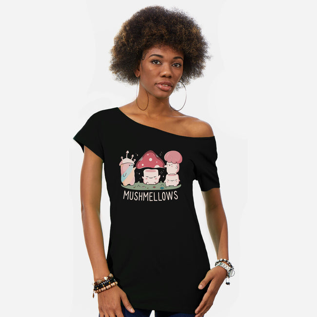 Mushmellows Kawaii Fungi-Womens-Off Shoulder-Tee-tobefonseca