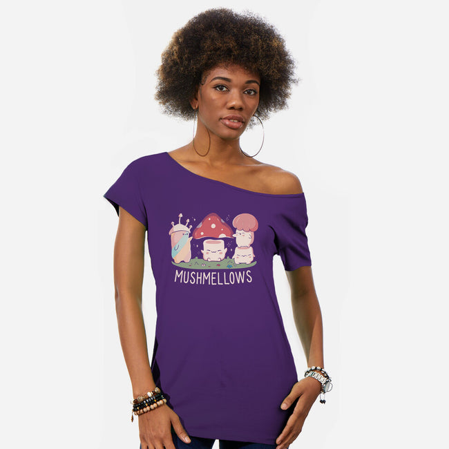 Mushmellows Kawaii Fungi-Womens-Off Shoulder-Tee-tobefonseca