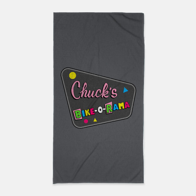 Chuck's Bike-O-Rama-None-Beach-Towel-sachpica