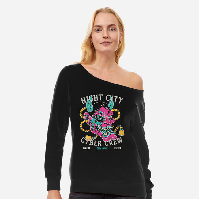 Night City Cyber Crew-Womens-Off Shoulder-Sweatshirt-Nemons