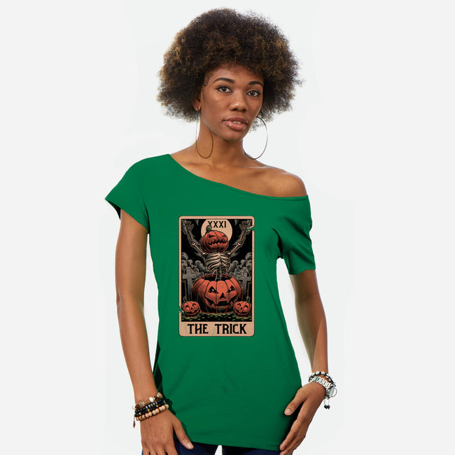 Halloween Tarot Pumpkin Trick-Womens-Off Shoulder-Tee-Studio Mootant