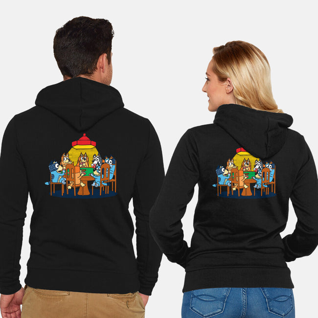 Heelers Playing Poker-Unisex-Zip-Up-Sweatshirt-dalethesk8er