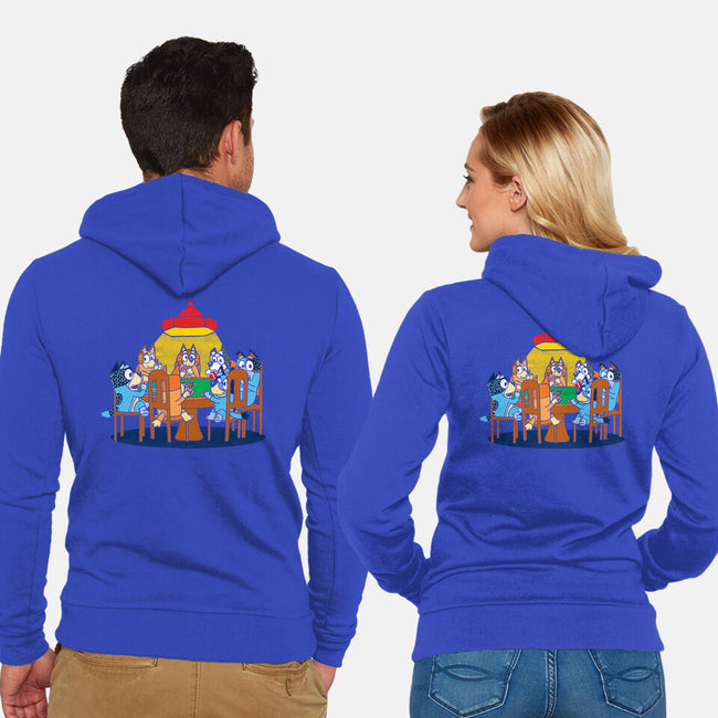 Heelers Playing Poker-Unisex-Zip-Up-Sweatshirt-dalethesk8er