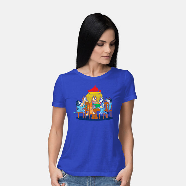 Heelers Playing Poker-Womens-Basic-Tee-dalethesk8er