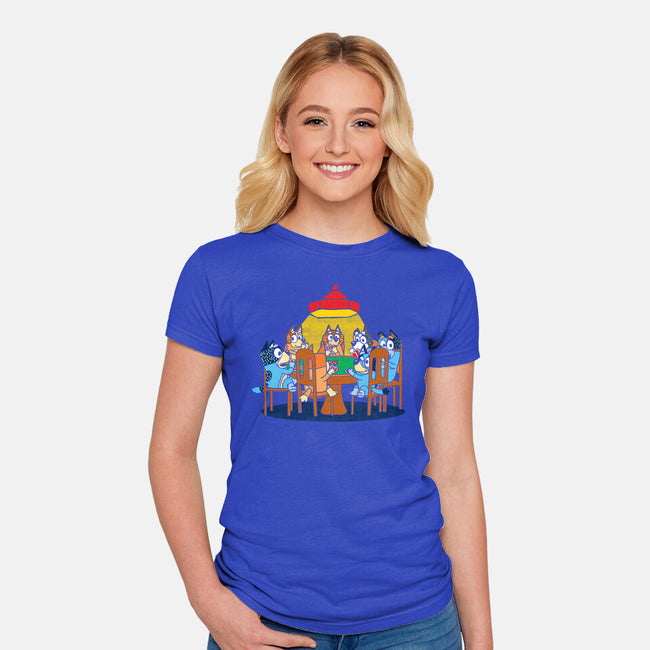 Heelers Playing Poker-Womens-Fitted-Tee-dalethesk8er