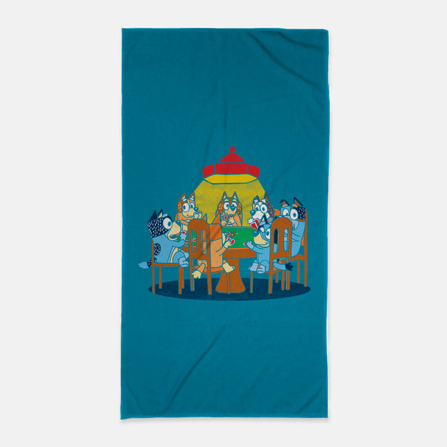 Heelers Playing Poker-None-Beach-Towel-dalethesk8er