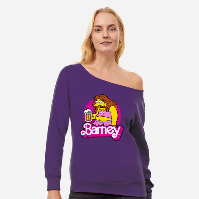 Barney Barbie-Womens-Off Shoulder-Sweatshirt-Boggs Nicolas