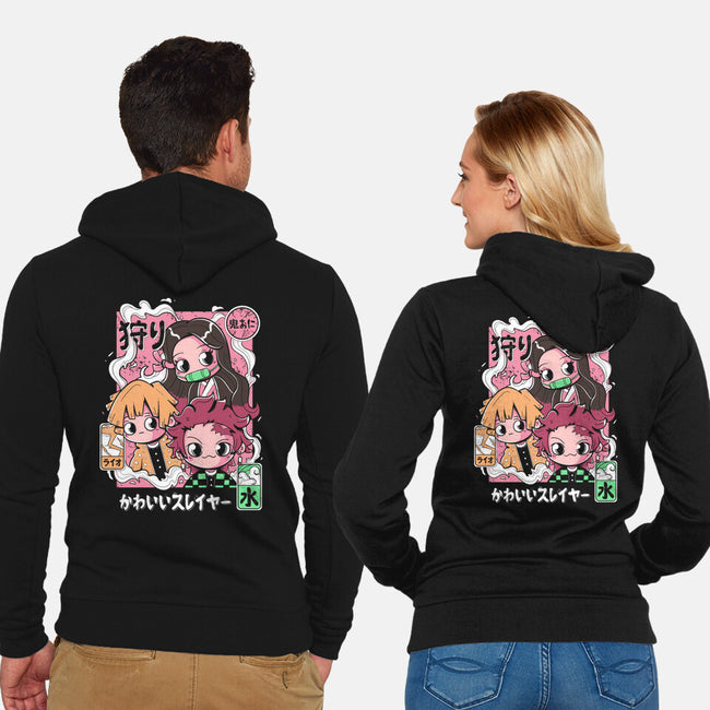 Cute Demon Slayer-Unisex-Zip-Up-Sweatshirt-Ca Mask