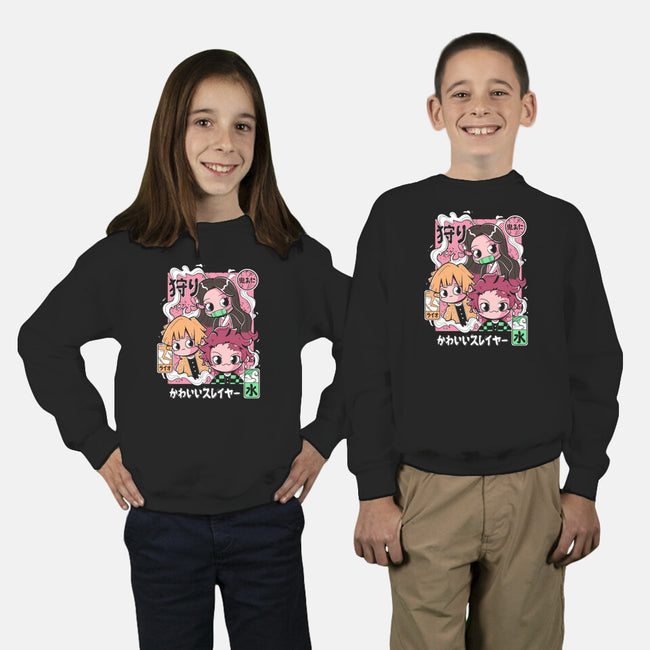 Cute Demon Slayer-Youth-Crew Neck-Sweatshirt-Ca Mask