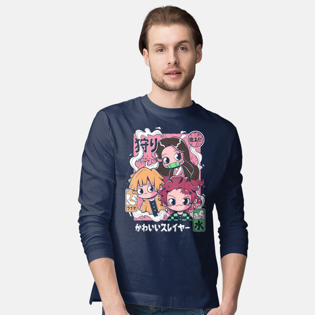 Cute Demon Slayer-Mens-Long Sleeved-Tee-Ca Mask