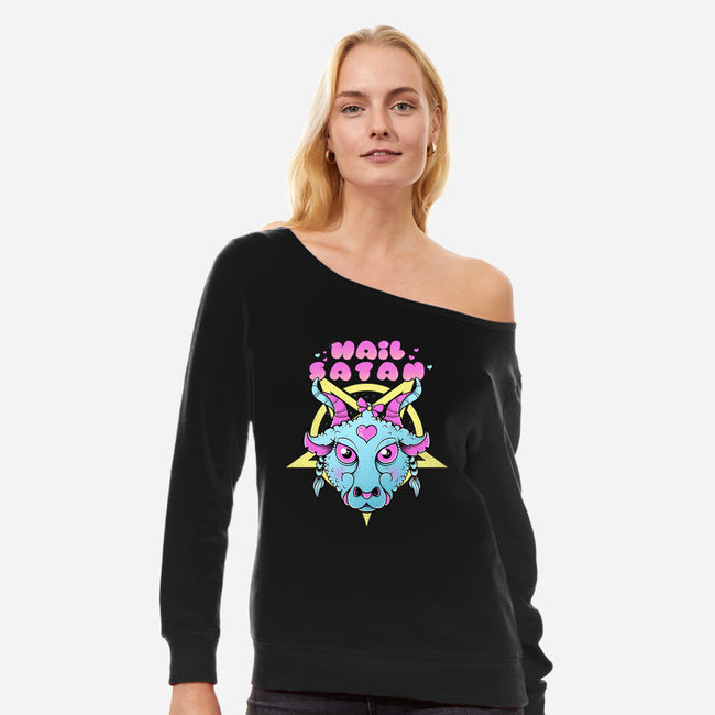 Kawaii Satan-Womens-Off Shoulder-Sweatshirt-GODZILLARGE