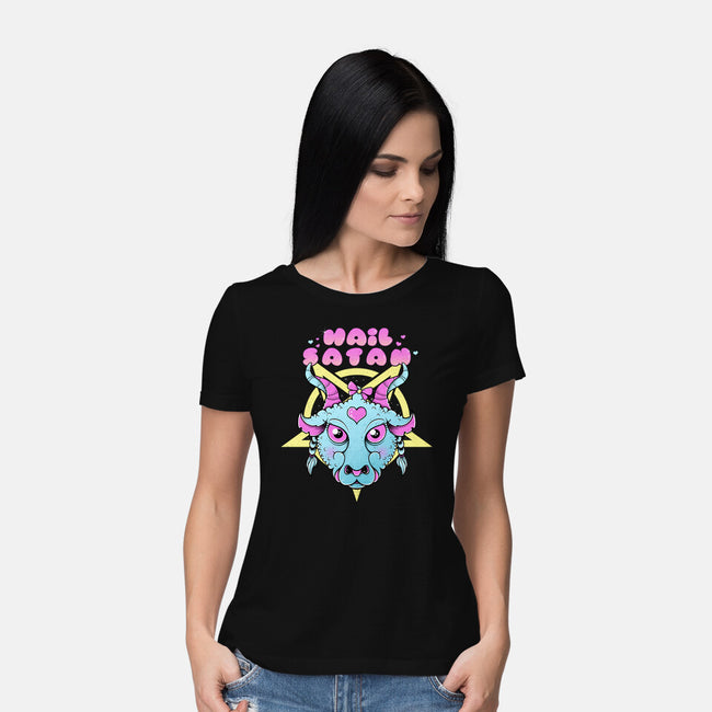 Kawaii Satan-Womens-Basic-Tee-GODZILLARGE