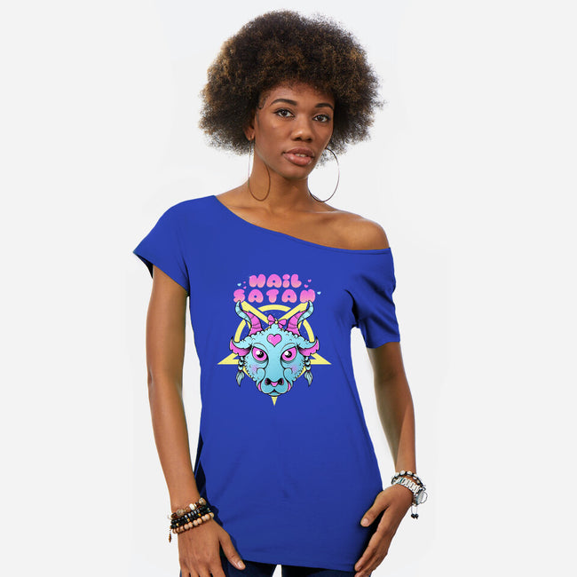 Kawaii Satan-Womens-Off Shoulder-Tee-GODZILLARGE