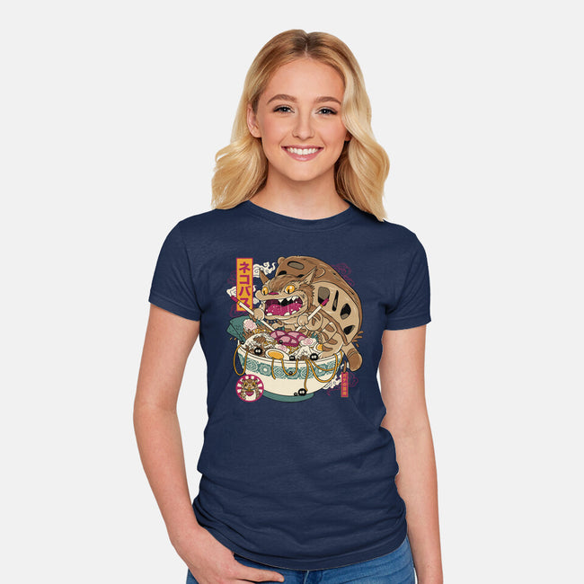 Ramen Catbus-Womens-Fitted-Tee-gaci