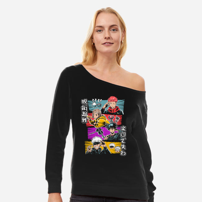 Lunch Friends-Womens-Off Shoulder-Sweatshirt-Knegosfield