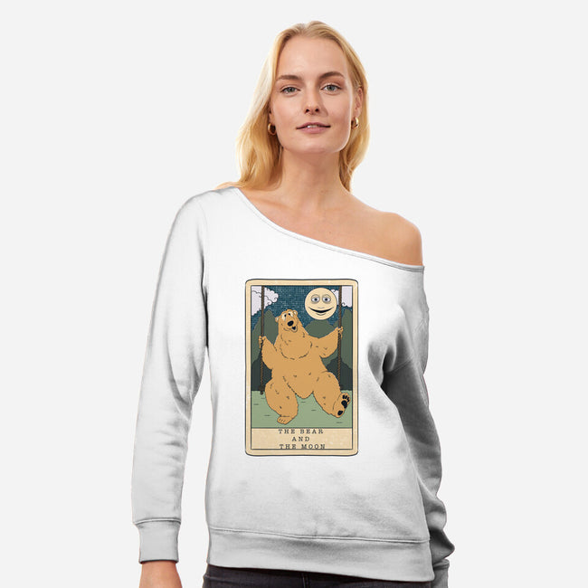 The Bear And The Moon-Womens-Off Shoulder-Sweatshirt-Claudia