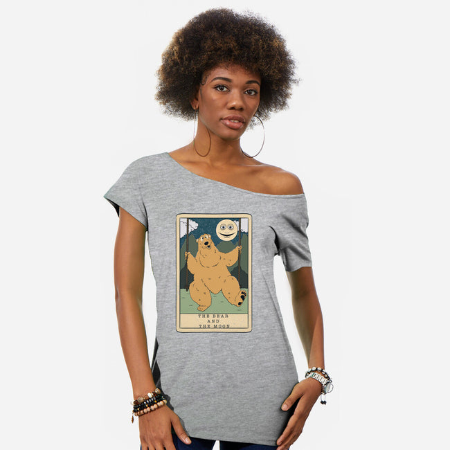 The Bear And The Moon-Womens-Off Shoulder-Tee-Claudia