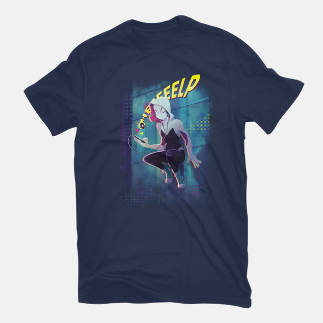 Spider Gwen Help-Womens-Basic-Tee-jacnicolauart