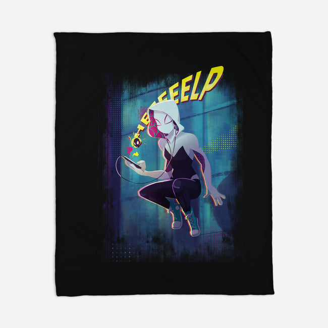 Spider Gwen Help-None-Fleece-Blanket-jacnicolauart