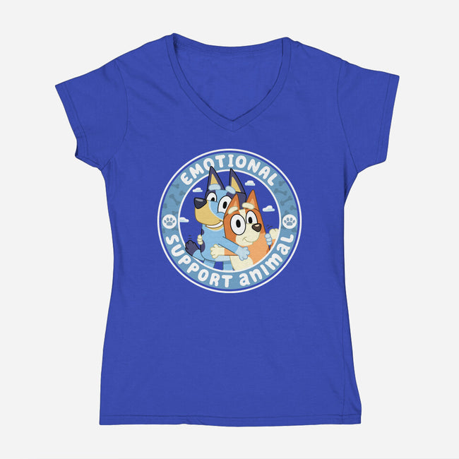 Emotional Support Animals-Womens-V-Neck-Tee-rocketman_art