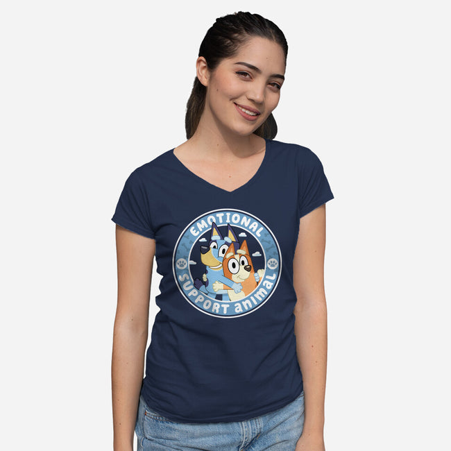 Emotional Support Animals-Womens-V-Neck-Tee-rocketman_art