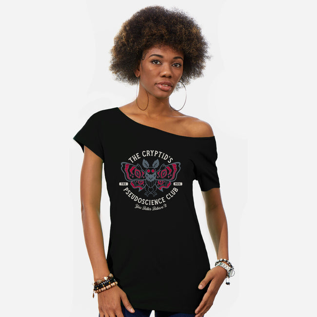 The Cryptid's Pseudoscience Club-Womens-Off Shoulder-Tee-Nemons