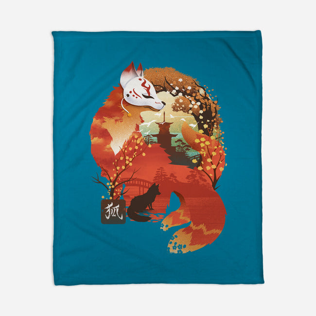 Fox Landscape-None-Fleece-Blanket-dandingeroz