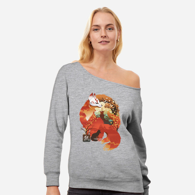 Fox Landscape-Womens-Off Shoulder-Sweatshirt-dandingeroz