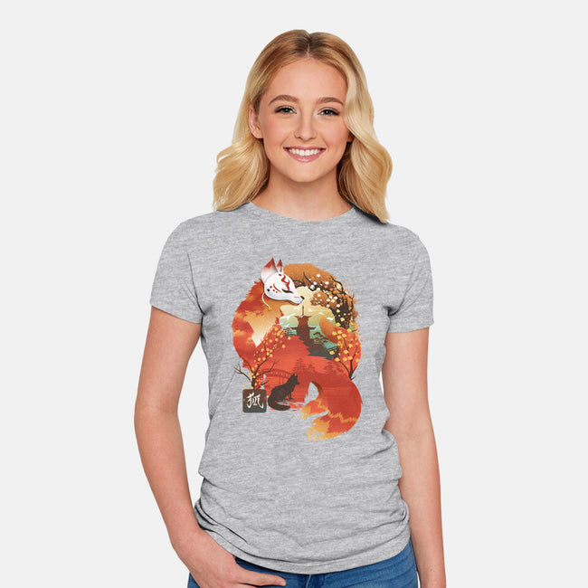 Fox Landscape-Womens-Fitted-Tee-dandingeroz