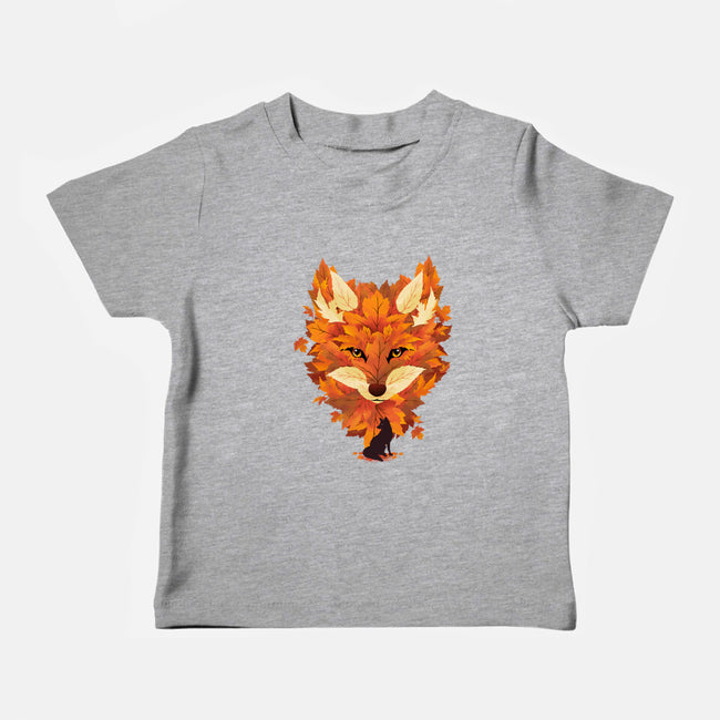 Autumn Leaves Fox-Baby-Basic-Tee-dandingeroz