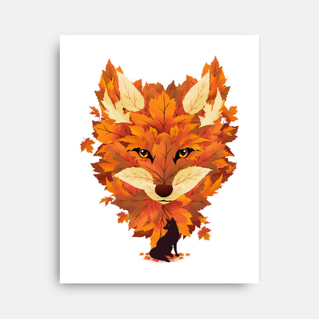 Autumn Leaves Fox-None-Stretched-Canvas-dandingeroz