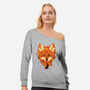 Autumn Leaves Fox-Womens-Off Shoulder-Sweatshirt-dandingeroz