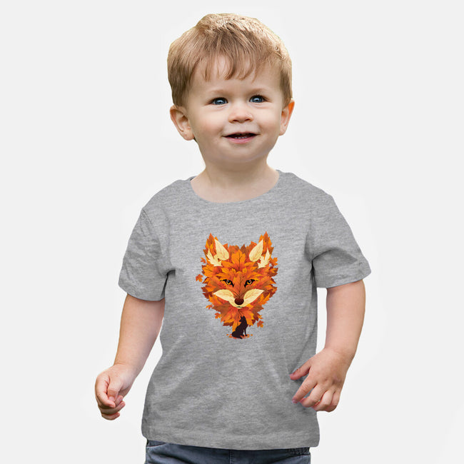 Autumn Leaves Fox-Baby-Basic-Tee-dandingeroz